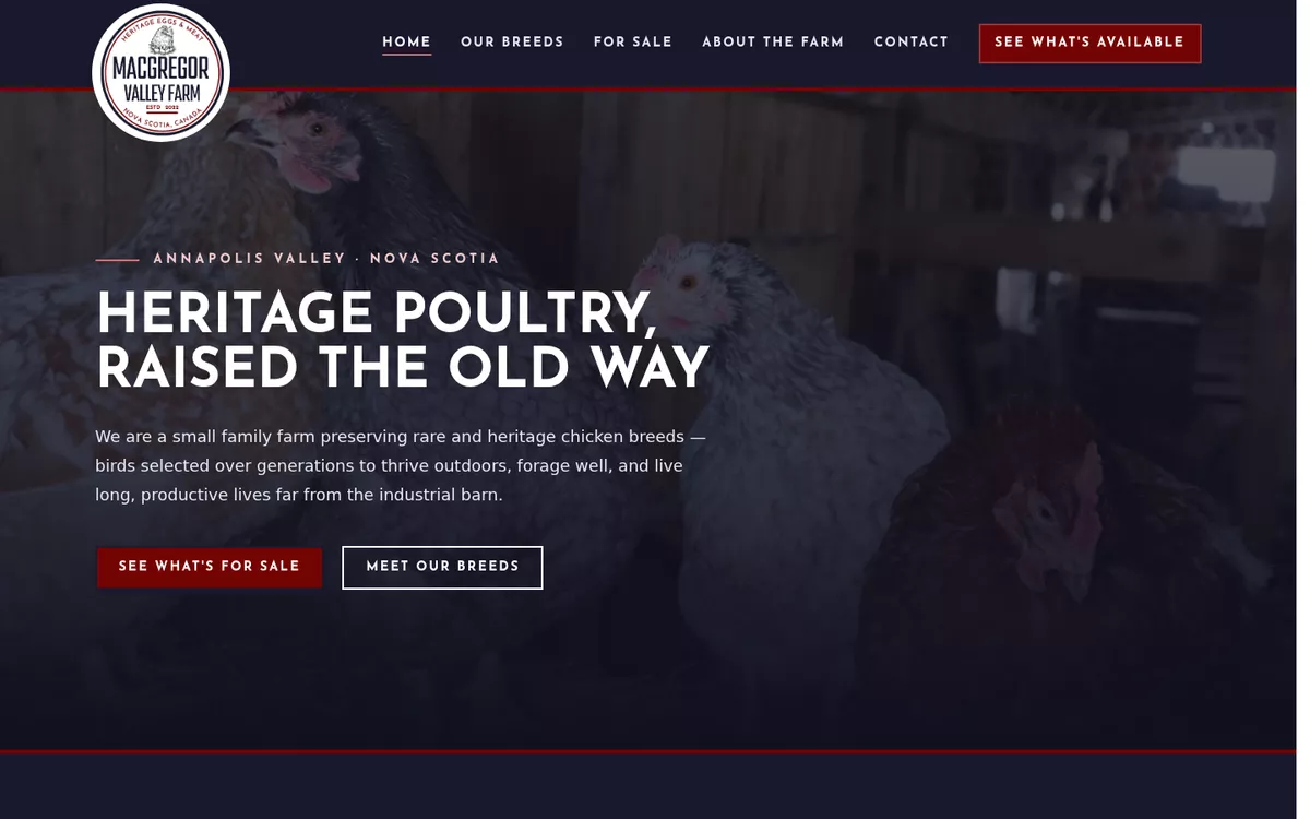MacGregor Valley Farm heritage poultry website